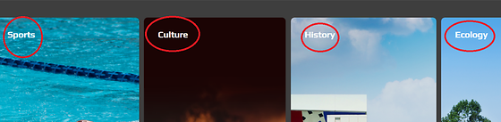 sports/culture/history/ecology 를 체육/ 문화/ 역사/ 생태공원 으로 바꿔주세요