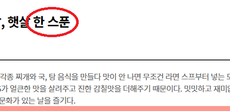 한 스푼을 '한 숟가락' 으로 바꿔주세요.