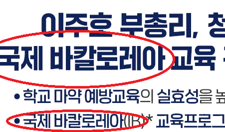 국제바칼로레아 를 '국제 스위스에 본부를 둔 비영리교육재단' 으로 바꿔주세요.