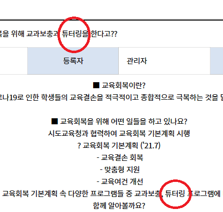 튜터링 을 ' 전문 지도 학습 계획' 으로 바꿔주세요.