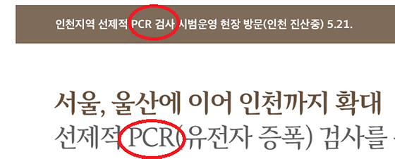 PCR 을 '중합효소 연쇄반응' 으로 바꿔주세요.